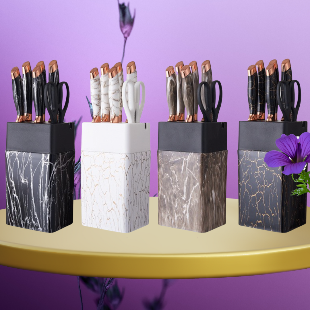 Set de Cuchillos Mármoleados 7 Piezas