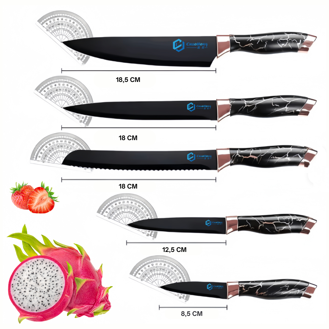 Set de Cuchillos Mármoleados 7 Piezas