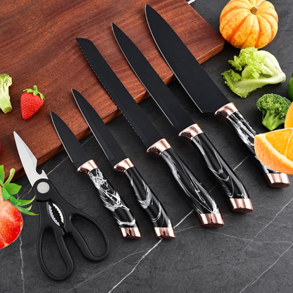 Set de Cuchillos Mármoleados 7 Piezas