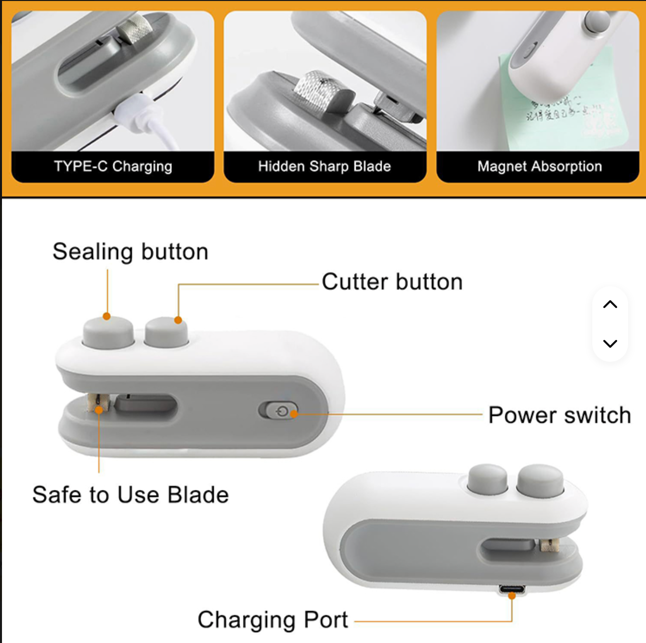 Sellador y cortador de fundas 2 en 1